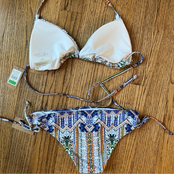 🆕 NWT Rachel Roy Moroccan Blue print halter bikini - large bottoms, medium top - Picture 6 of 13